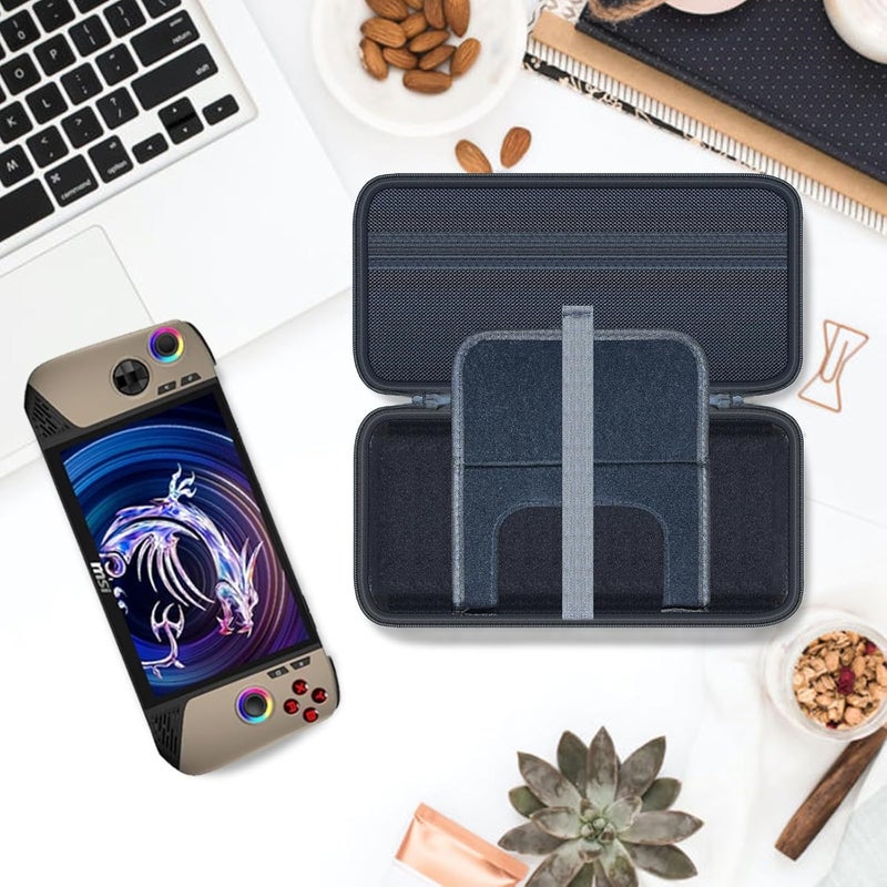 Wanaiha حافظة صلبة لجهاز MSI Claw 8 AI+ / Lenovo Legion Go S لوحدة التحكم في الألعاب، سوداء، متوافقة مع MSI Claw 8 AI+، Lenovo Legion Go S، غلاف EVA، إغلاق بسحاب، مقبض حزام يدوي - Image 4